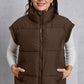 Zip Up Turtleneck Pocketed Vest Coat