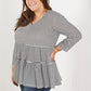 Doe & Rae Full of Love Full Size Striped Tiered Top