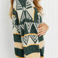 Davi & Dani Cozy Weather Full Size Geometric Fuzzy Turtleneck Sweater in Green