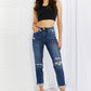 Vervet by Flying Monkey Full Size Distressed Cropped Jeans with Pockets