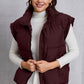 Zip Up Turtleneck Pocketed Vest Coat