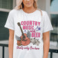 COUNTRY MUSIC & BEER Round Neck Tee