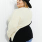 CY Fashion Half-and-Half Full Size Color Block Sweater