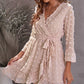 Swiss Dot Ruffled Tie-Waist Surplice Dress