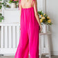 Veveret Pocketed Spaghetti Strap Wide Leg Jumpsuit
