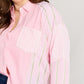 Davi & Dani Full Size Striped Color Block Curved Hem Shirt