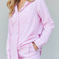 Zenana Striped Shirt and Shorts Loungewear Set