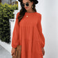 Balloon Sleeve Keyhole Tiered Dress