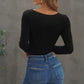Contrast Lace Button Up Top
