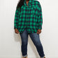 Davi & Dani Peace Sign Full Size Plaid Embroidered Patch Shacket