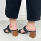 SODA Interwoven Ideas Braided Strap Block Heel Slide Sandal in Black