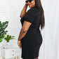 CY Fashion Full Size Slit Short Sleeve Dress in Black