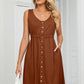 Buttoned V-Neck Sleeveless Mini Dress with Pockets