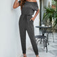Drawstring Waist Short Sleeve Jogger Jumpsuit