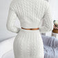 Cable-Knit Cropped Sweater and Knit Skirt Set