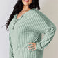 Basic Bae Full Size Ribbed Half Button Long Sleeve T-Shirt