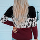 Cow Print Color Block Long Sleeve Top