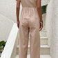 Short Puff Sleeve V-Neck Jumpsuit