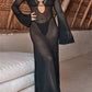 Cutout Slit Long Sleeve Cover-Up