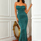 Contrast Sequin Strapless Backless Dress