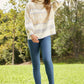 Davi & Dani Dozy Weather Full Size Geometric Fuzzy Turtleneck Sweater in Taupe