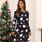 Christmas Print Crew Neck Dress