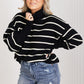 CY Fashion No Worries Full Size Striped Turtleneck Sweater