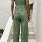 Short Puff Sleeve V-Neck Jumpsuit