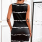 Striped Sleeveless Quarter Zip Bodycon Dress