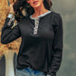 Contrast Ribbed Long Sleeve Henley Top