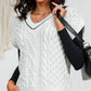 Contrast V-Neck Mixed Knit Top