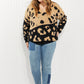 CY Fashion Full Size Leopard V-Neck Fuzzy Sweater