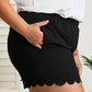 Cotton Bleu Ups and Downs Full Size Scalloped Airflow Shorts in Black