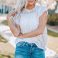 Swiss Dot Ruffled Frill Neck Blouse