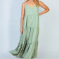 White Birch Golden Age Full Size Sleeveless Foil Tiered Dress