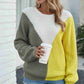 Color Block Rib-Knit Round Neck Knit Pullover