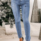 Button Fly Center Seam High Rise Jeans