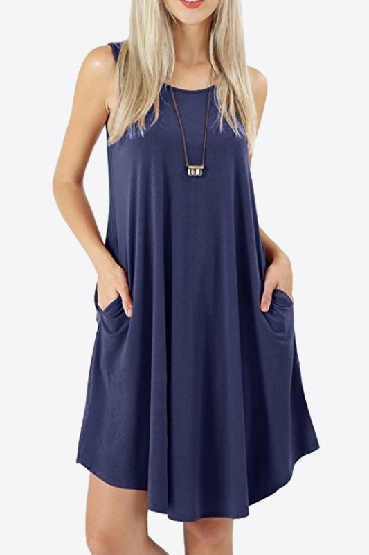 Curved Hem Pocket Tank Dress