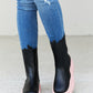 Weeboo Two-Tone Faux Leather Booties in Pink