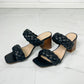SODA Interwoven Ideas Braided Strap Block Heel Slide Sandal in Black