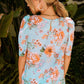 Summer Lover Floral Puff Sleeve Round Neck Blouse