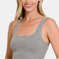 Zenana Ribbed Square Neck Cropped Tank