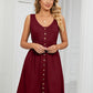 Buttoned V-Neck Sleeveless Mini Dress with Pockets