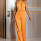 Cutout Halter Neck Backless Wide Leg Jumpsuit