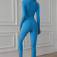 Zip Up Cropped Top and Leggings Yoga Set