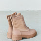 Weeboo Faux Leather Side Zipper Combat Boots