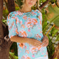 Summer Lover Floral Puff Sleeve Round Neck Blouse