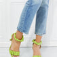 Cape Robbin Faux Leather Scrunchy Strap Heels in Green