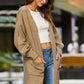 Drop Shoulder Ribbed Trim Open Front Cardigan