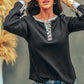 Contrast Ribbed Long Sleeve Henley Top